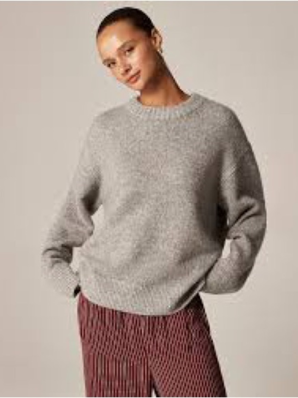 Babaton Light Gray Crewneck Sweater
